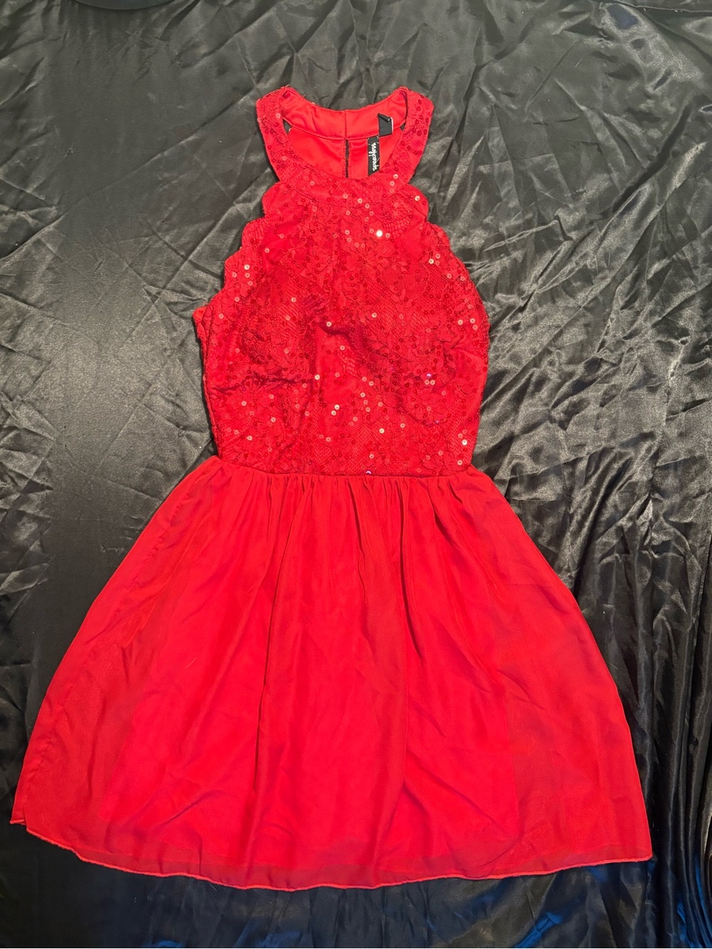 Red Flowy Sequin Top Dress